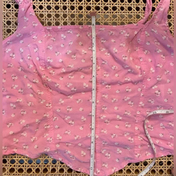 Hollister Women's Seamed Corset Crop Top Floral Pink Size Large - Picture 7 of 7